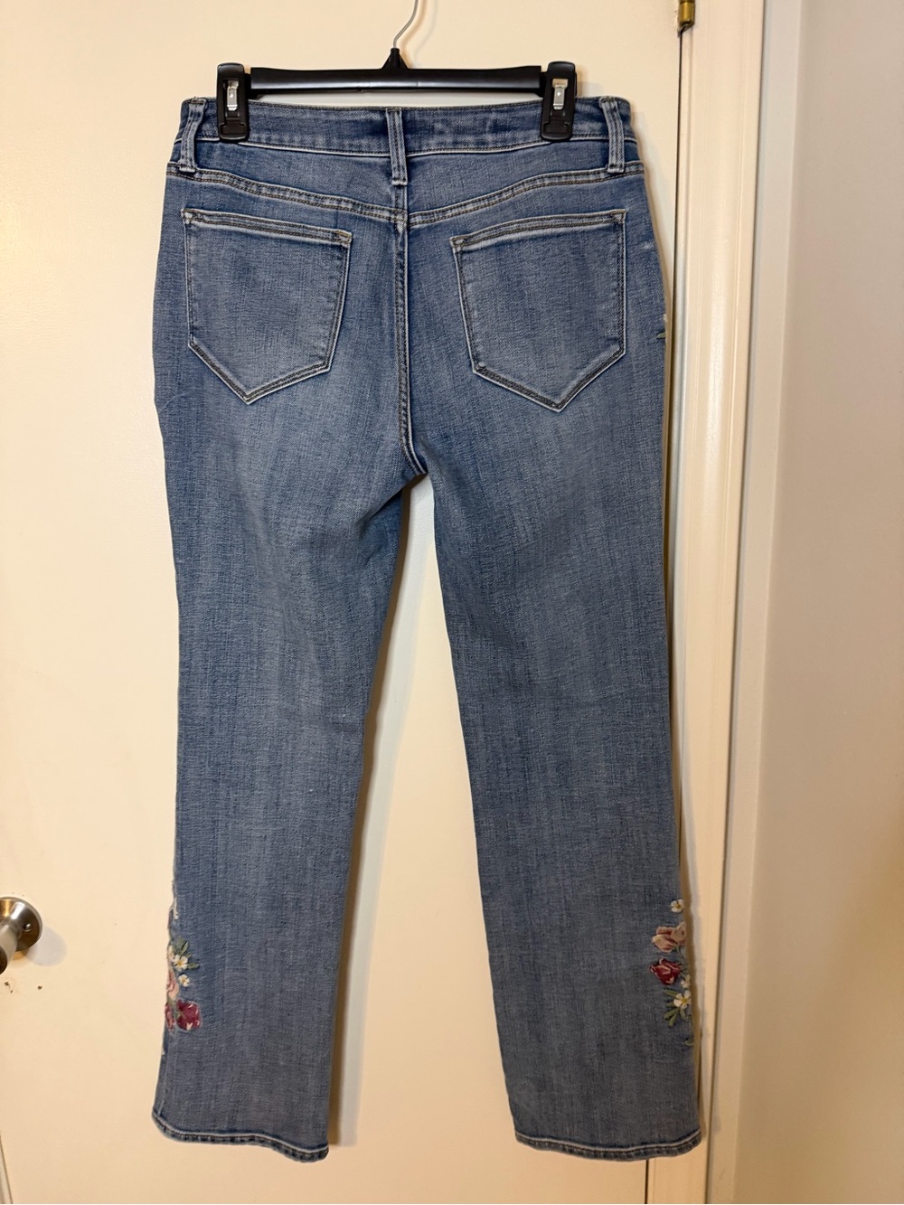 DRIFTWOOD Mid-Blue Straight-Leg Jeans with Floral Rose Embroidery - Picture 4 of 6